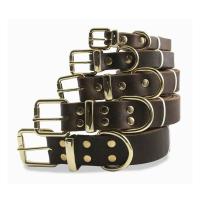 marrón cuero genuino estilo clásico Collar de perro resistente ustable para razas pequeñas, medianas y grandes - details 8