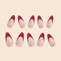 Set de Uñas Falsas para Mujeres de 24 Piezas Tamaño Medio, Borde Francés, Piedra Uster, Arte de Uñas Simple y Multifuncional - details 3