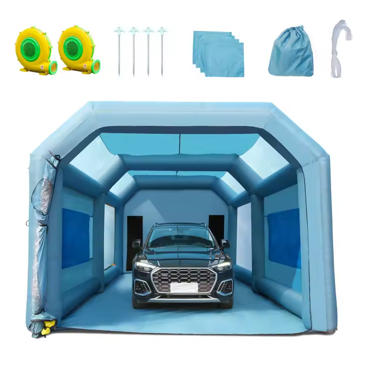 SucceBuy Cabina de pulverización inflable Tienda de pintura para automóviles Sistema de filtro de 28x16x11 pies 2 sopladores - 1