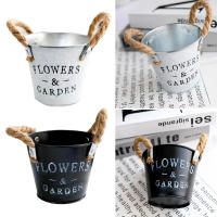 Cubo de flores decorativas con letras creativas de hierro Retro, hierba de Metal resistente a la corrosión para plantas artificiales - details 0