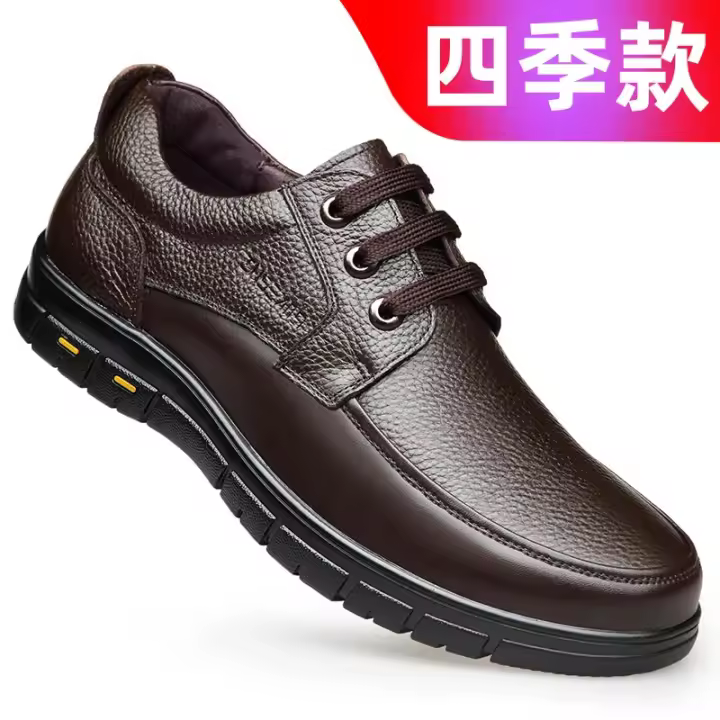 Zapatos Casuales de Cuero Genuino para Hombre Suela Suave con Cordones, Marca de Lujo, Mocasines Ligeros para Hombres Mayores y Papá - 1