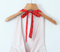 Vestido de verano de una pieza para mujer, minivestido coreano de lunares rojos con cuello halter, ropa sin espalda, 2024 - details 13