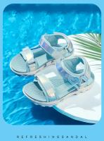 Nuevo modelo 2025 Sandalias LED de princesa para niña, calzado deportivo de playa para niño pequeño, rosa y azul, zapatos brillantes suaves antideslizantes para exteriores - details 11