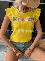 Blusa de manga corta de ganchillo para mujer 2025 Ence Bohemia Transparente Moda Primavera-Verano - details 1