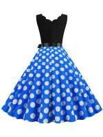 Dot print summer women elegant vintage party casual sleevelss a line dress - details 18