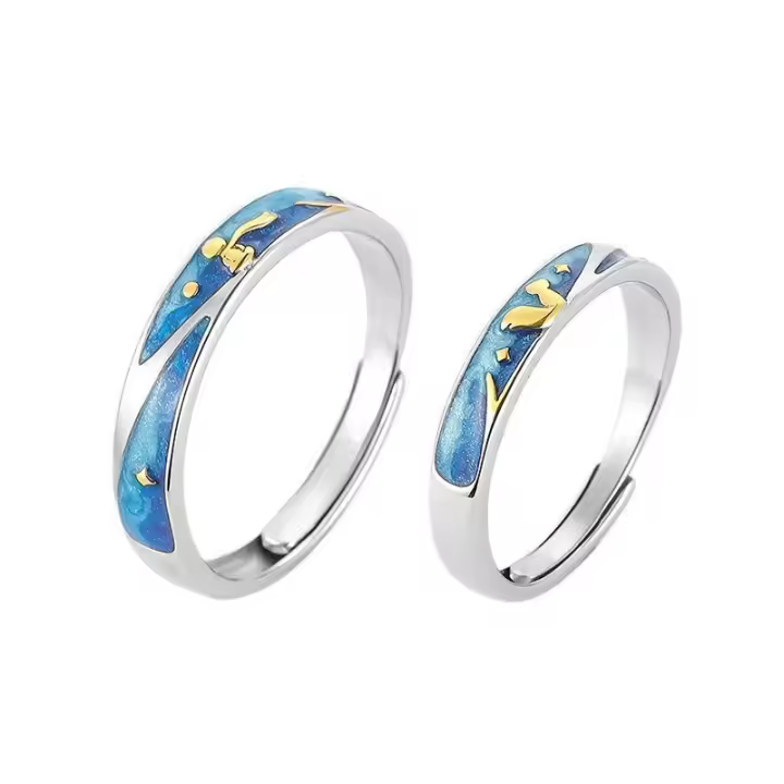 Anillo de pareja de 34 tipos, simple y moderno, par de circonitas de corona para hombres y mujeres, anillo de diamantes de simulación de boda abierto - 1
