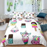 Cubierta de Edredón con Diseño de Rey y Reina de Pasteles de Dibujos Animados para Cama de Niños Regalo de Cumpleaños Polyester Set de Muebles de Dormitorio con Helado y Cupcake - details 4