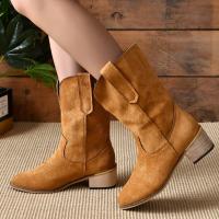 Botas medianas, botas cortas puntiagudas, vaqueras, occidentales, casuales, retro, moda versátil, botas de mujer - details 2