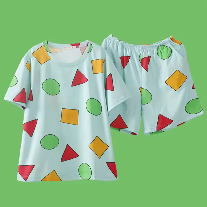 Pijama Sin Chan para hombre, Pijama Sinchan de algodón, conjuntos cortos de verano, pijamas japoneses para parejas, ropa de dormir para hombre y mujer 2024 - 1
