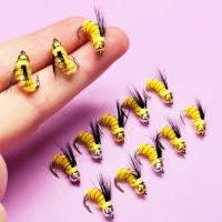 Señuelo de pesca con moscas húmedas, 5/10 Uds. # 8 Bright Skin Bionics Humpy Fly Ninfa Cabeza de latón/Alambre de cobre Diseño de cuerpo enrollado Mosca Insecto Cebo Pesca con mosca Moscas para lubina Trucha Lucio Salmón - details 9