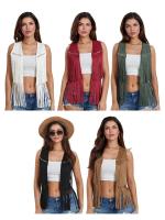 Chaqueta hippie para mujer, chaqueta ligera sin mangas con frente abierto de color sólido y bolsa de ropa sin tirantes - details 0