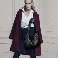 Bolso de mano de gran capacidad para mujer, bolso de hombro tipo bandolera de PU, diseño de cocodrilo retro, para uso diario - details 8