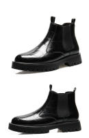 Suela de goma informal cabeza redonda parte superior baja tacón cuadrado banda elástica estilo británico talla zapatos de hombre - details 14