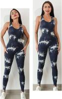 Levantamiento de cadera deportivo para fiesta de yoga teñido con lazo sin costuras, mono trasero de una pieza, mallas para mujer, ropa deportiva para gimnasio - details 5