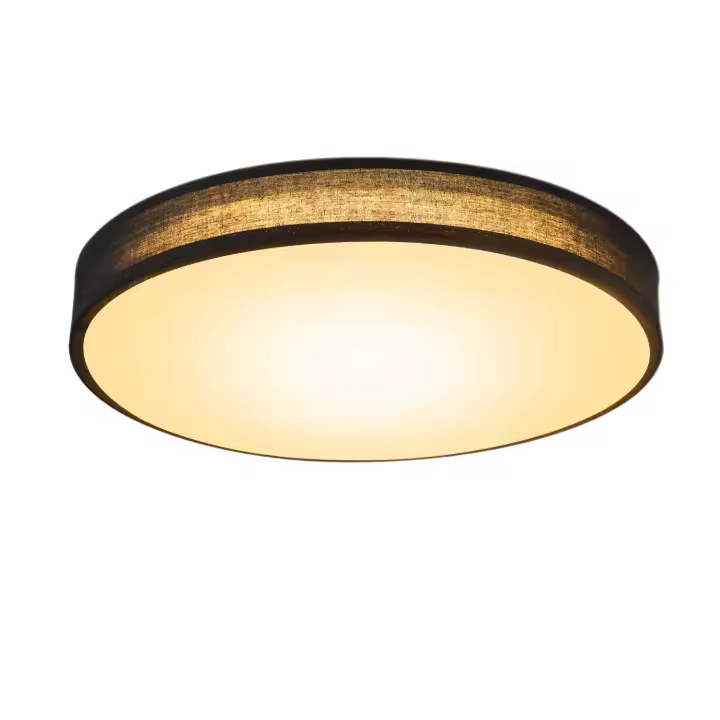 CBJKTX Lámpara de techo E27 redonda de 30 cm de tela negra moderna 1 bombilla con pantalla de tela para sala de estar, cocina, pasillo - 1