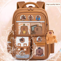 Mochila impermeable de capibara con insignia de tarjeta, muñeca, mochila escolar de gran capacidad, protección de la columna vertebral, correas anchas, mochila para estudiantes - details 5