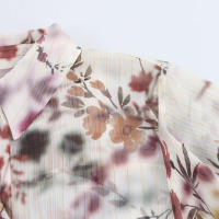 TRAFZA mujer 2025 primavera elegante blusa con estampado de flores solapa decorativa metálica manga larga puño con volantes camisas de moda - details 4