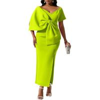 BUNO- vestido de verano de manga corta con lazo de talla grande para discoteca, vestidos grandes lisos para mujer, vestido ajustado de fiesta con curvas - details 5