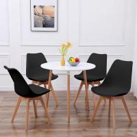 Juego de Mesa de Comedor y Sillas, 1 Mesa Redonda de 80 cm + 4 Sillas Blancas, de Diseño Nórdico - details 80