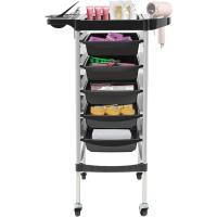 Carro plegable de peluquería, carrito de peluquería, carrito de trabajo, carrito de cosméticos con 5 cajones, para estilista, peluquería, peluquería, salón de belleza, color blanco - details 0