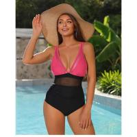 Traje de baño de una pieza con cobertura total de malla con control de barriga para mujer - details 11