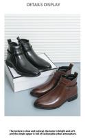 Botas de cuero estilo británico para hombres 2025 Zapatos casuales de punta lateral Brock de alta gorra - details 2