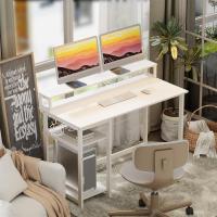 Escritorio de Escritorio Reversible Pequeño Soporte de Monitor con Estantes de Almacenamiento Ajustables Ideal para Estudio Marrón - details 44