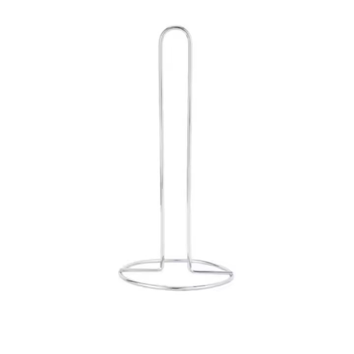 Portarrollos de papel de acero inoxidable, soporte de pie para pañuelos de rasgado con una sola mano, negro/plateado, estante Vertical para servilletas de baño - 1