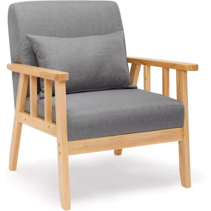 Sillón, Roble, Gris Oscuro, 64 x 73 x 64 cm - 1