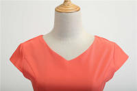 Women summer vintage with belt short sleeve v neck elegant retro swing party dresses - details 69