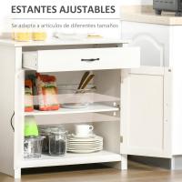 Buffet 1 Cajón 2 Puertas Estante Interior Ajustable Mueble Auxiliar Decorativo Comedor 80x397x80 cm Gris - details 13