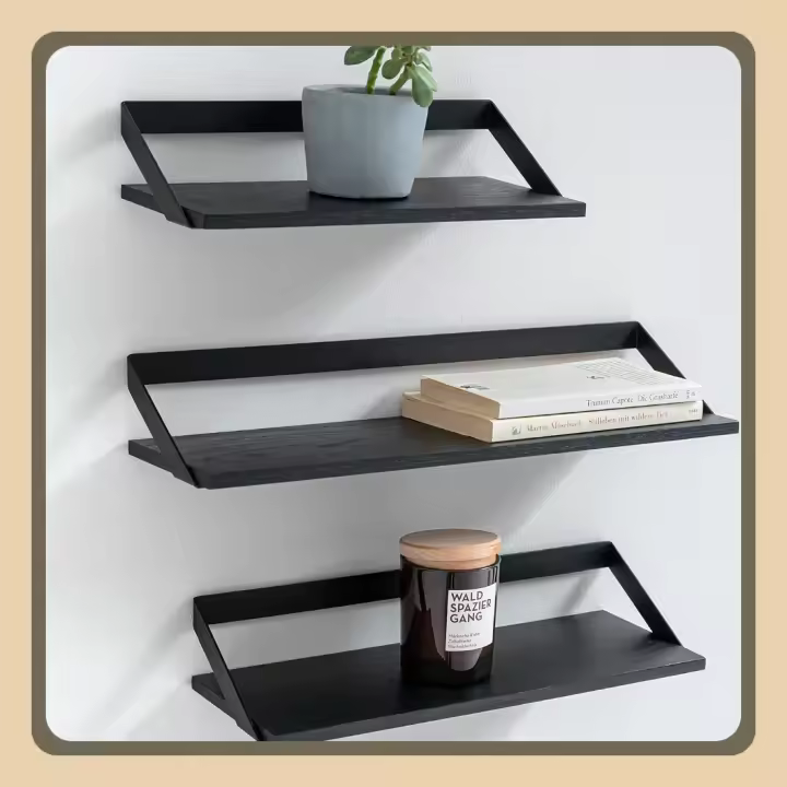 Estantes de Pared Finn Juego de Estantes Flotantes de Metal y Madera Real - 1