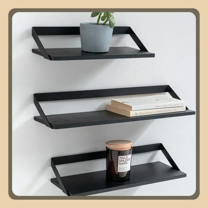 Estantes de Pared Finn Juego de Estantes Flotantes de Metal y Madera Real - 1