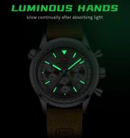 Reloj de cuarzo multifunción para hombre, cronógrafo de aviación, correa de cuero genuino, resistente al agua, luminoso, informal - details 8