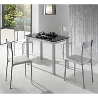 Mesa de Cocina Extensible Moderna Material Cristal Templado/Metal Blanco/Plata 100/140 x 60 x 76 cm - details 11