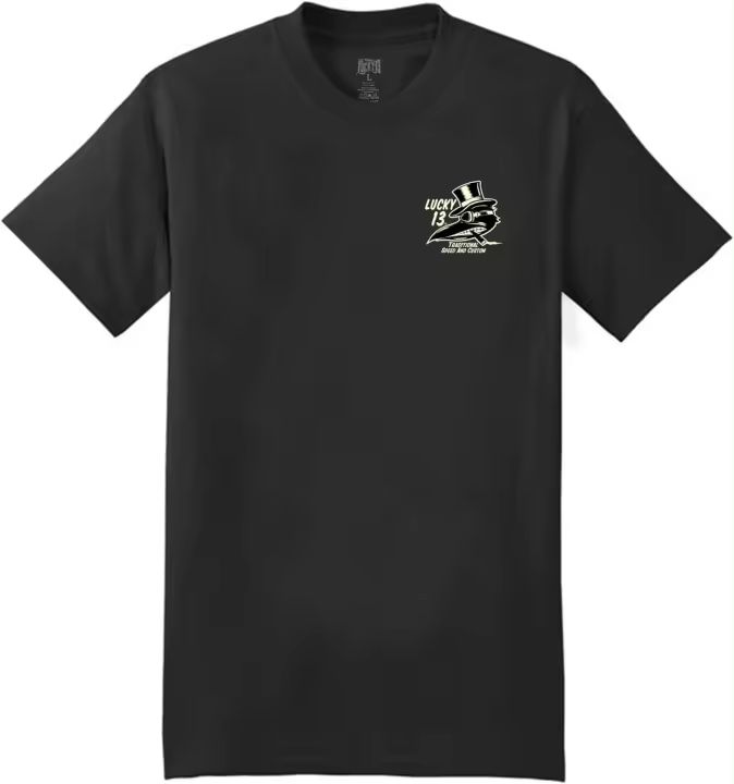 Lucky 13-Camiseta de cuervo personalizada para hombre, color negro - 1