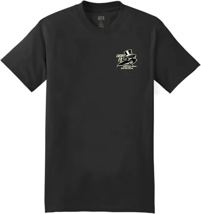 Lucky 13-Camiseta de cuervo personalizada para hombre, color negro - 1