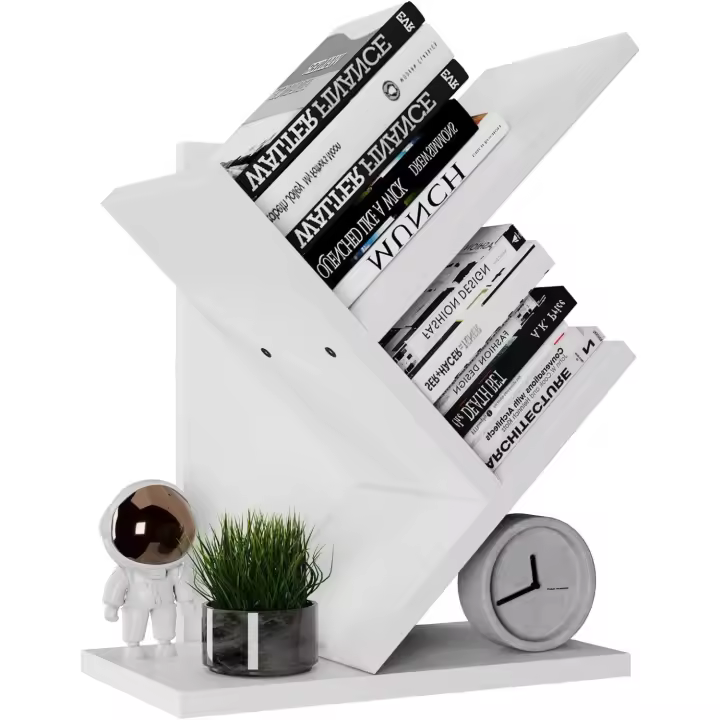 Estantería de árbol, Librería Alta de 6 Niveles Estantería Estrecha de madera con cajones para Sala de Estar, Dormitorio 38×19×112CM Marrón Rústico HBC016H - 1