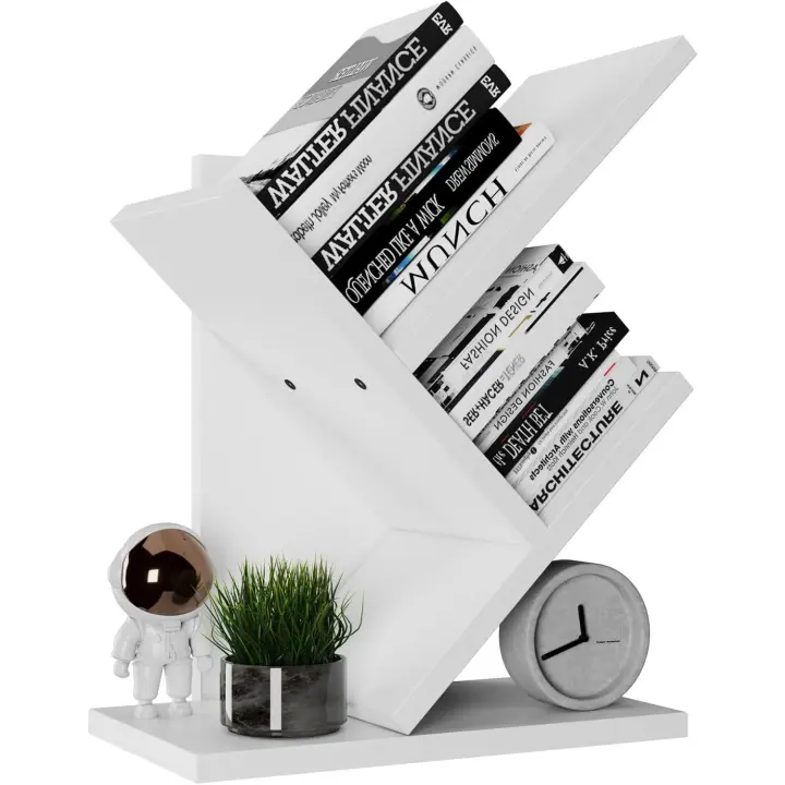 Estantería de árbol, Librería Alta de 6 Niveles Estantería Estrecha de madera con cajones para Sala de Estar, Dormitorio 38×19×112CM Marrón Rústico HBC016H - 1