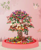Seasonal Building Block Toy Flower with Dust Cover DIY Treehouse Model Bricks with Light Ornament Romantic Gift for Girlfriend - details 11