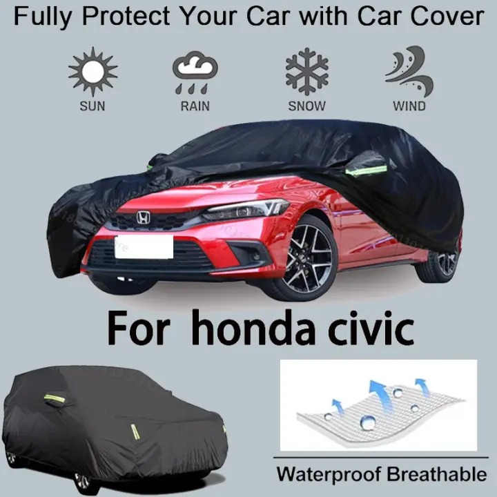 Cubierta completa para coche para Honda Civic, equipo protector para exteriores, protector solar a prueba de nieve, accesorios para automóviles impermeables y a prueba de polvo, negro - 1