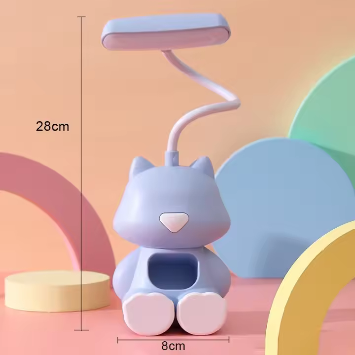 Lámpara de escritorio de estudio Led Flexible con forma de gato, creativa, con soporte para teléfono, mesita de noche, lámpara de mesa regulable de Color para habitación de estudiantes y niños - 1