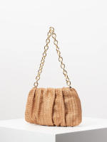 Bolso de hombro tejido Vintage, bolsa de nube plisada, bolso de cadena de Metal, monedero de paja para vacaciones de estilo playero - details 16