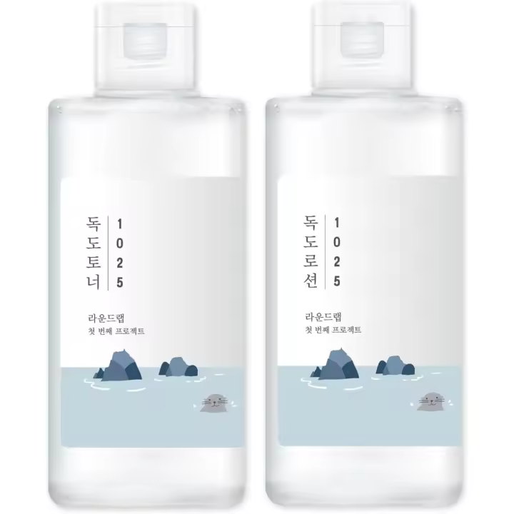 Hot Round LAB 1025 Tónico + Set de loción Dokdo |   Suave exfoliante de células muertas sin irritación, hidratante, tónico tipo agua, - 1