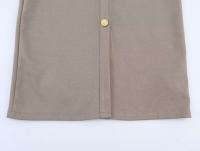 TRAFZA elegante vestido de oficina para mujer ajustado por debajo de la rodilla liso sin mangas con cintura de un solo pecho diseño plisado solapa vestido de verano para mujer - details 12