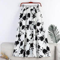 Lucyever-faldas largas con estampado Vintage para mujer, faldas plisadas de línea a que combinan con todo, elásticas, de media pantorrilla, de verano - details 8