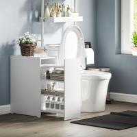 Armario de baño estrecho con cajón deslizante y ruedas, mueble de baño con 3 compartimentos, mueble auxiliar para espacios pequeños, 47x30x66,5 cm, blanco - details 6