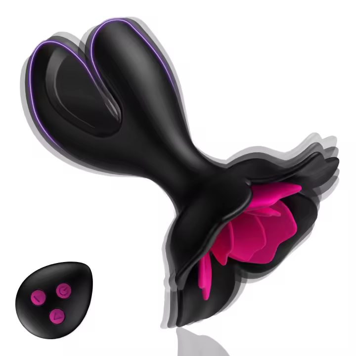 Masturbador Anal inalámbrico con Control remoto para parejas y mujeres, Juguetes sexuales estimulantes, doble vibración, Rosa Negra - 1