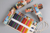 Estuche de tela de colores para lápices, bolsa de almacenamiento para cosméticos, rollo de lápices, suministros escolares, 12/24/36/48/72 agujeros - details 6