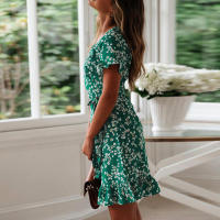 Vestido corto informal de verano para mujer, minivestido con cuello en V, estampado Vintage - details 3